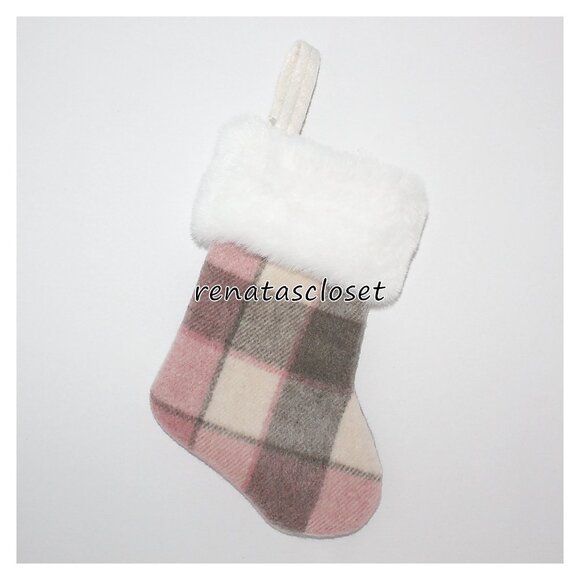 Gigi Seasons 7" Pink & Cream Plaid Mini Stocking NWT - Picture 4 of 7